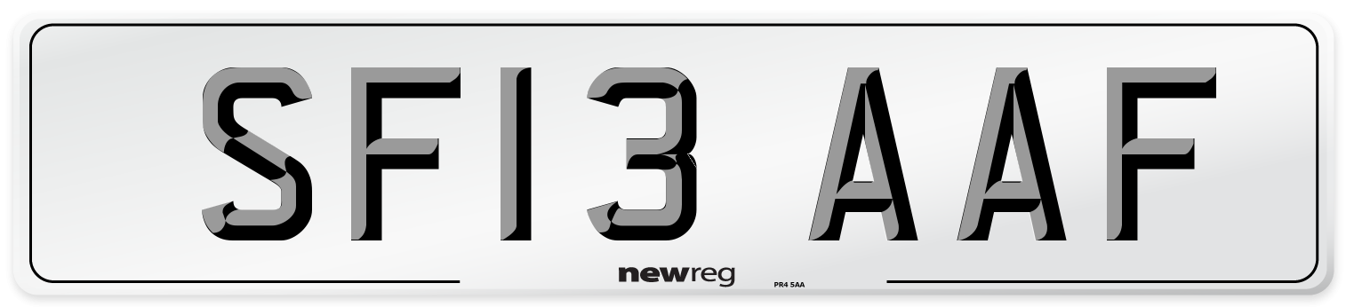SF13 AAF Number Plate from New Reg